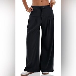 *NWOT* Tankaneo Womens Pleated Wide Leg Sweatpants in Black, Size XL